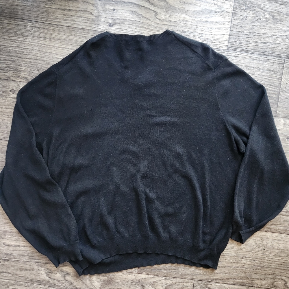 Polo Ralph Lauren Pima Cotton Sweater Men’s XL Solid Black Pony Logo V Neck - Picture 6 of 6